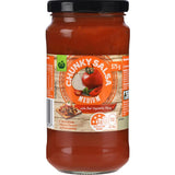 Medium chunky salsa with vegetable pieces, perfect for adding authentic Mexican flavor to snacks and dishes. Suitable for vegetarians.