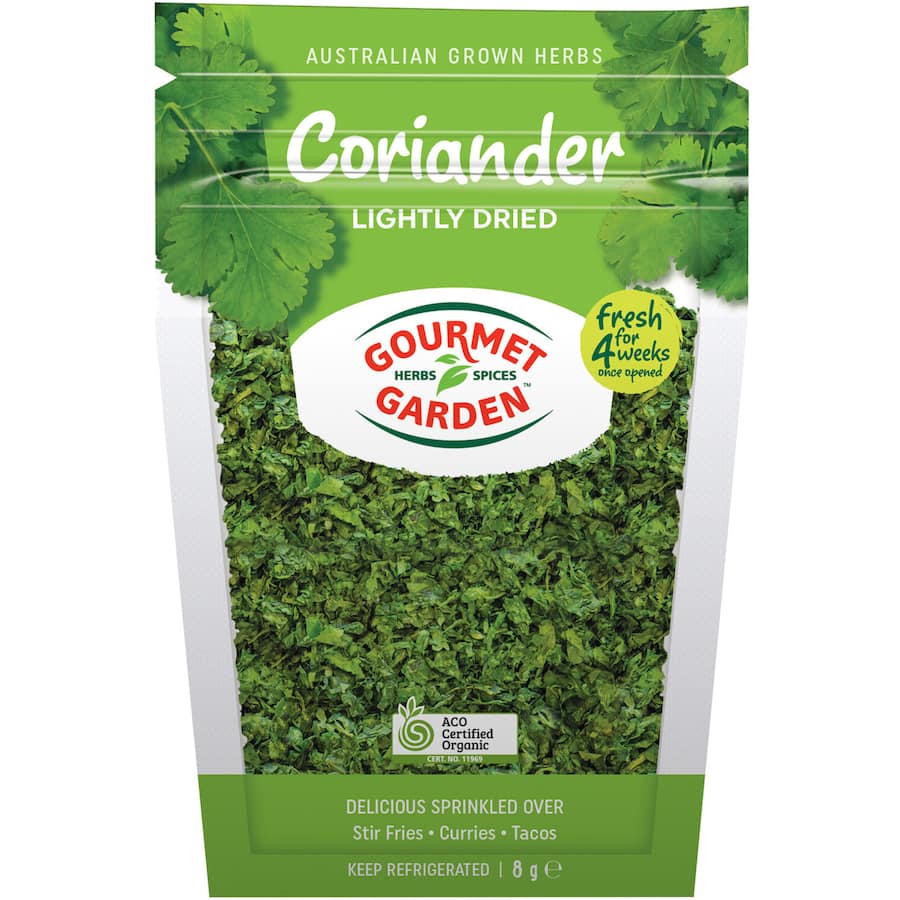 Lightly dried Australian coriander, expertly chopped for vibrant flavor, perfect for enhancing Mexican and Indian dishes.