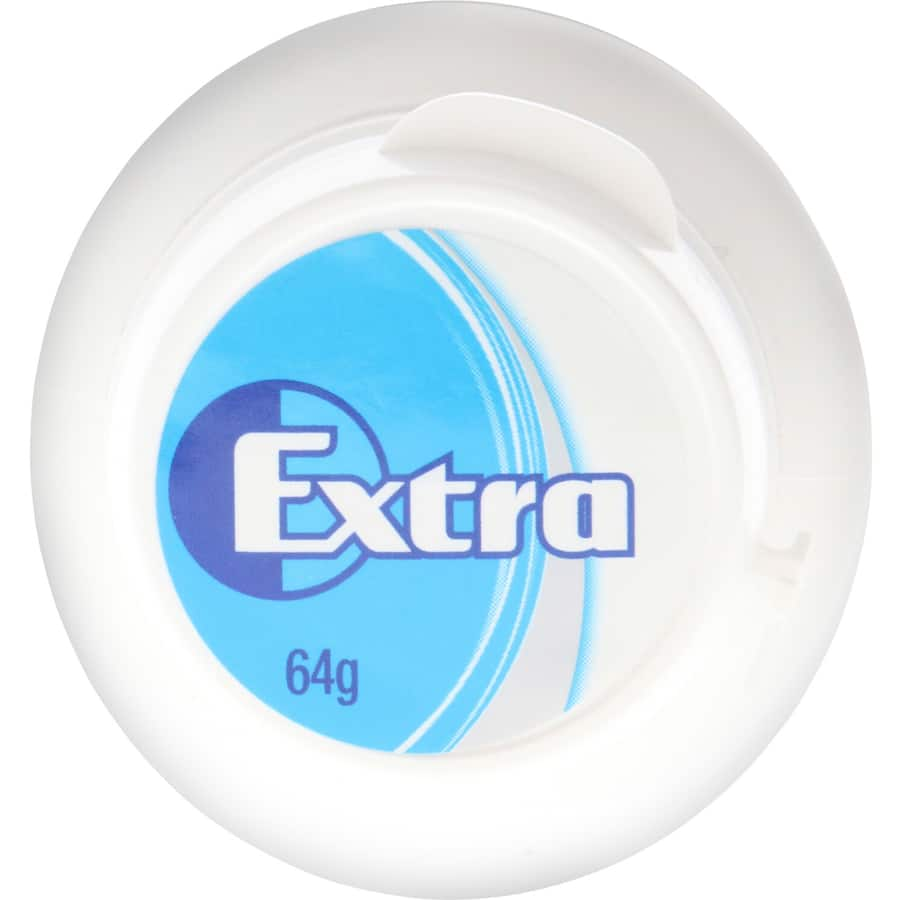 Wrigley's Extra Peppermint Gum in a convenient bottle pack, featuring 46 sugar-free pieces for fresh breath all day.