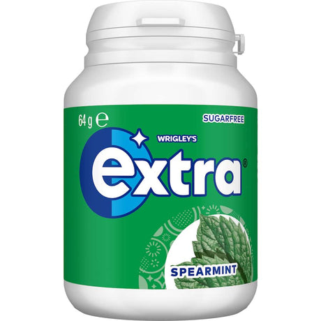 Extra Chewing Gum Spearmint, 46 sugar-free pieces in a portable pack for fresh breath and improved oral health.