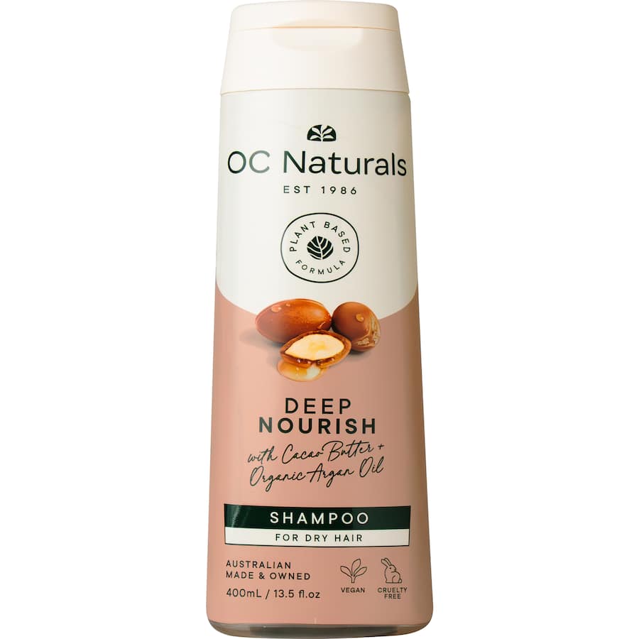 Organic Care Shampoo for dry hair, enriched with olive leaf extract for moisture restoration and smoothness in eco-friendly packaging.