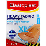 Elastoplast Heavy Fabric Strips XL with Bacteria Shield, waterproof, flexible, and durable for effective wound protection.