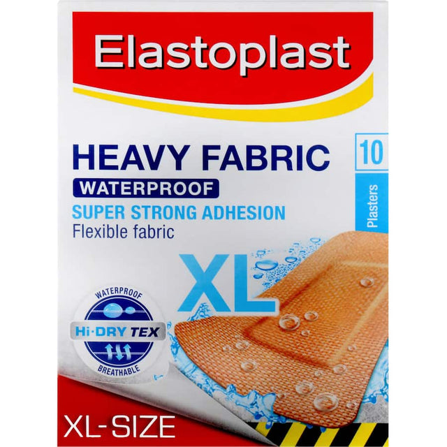 Elastoplast Heavy Fabric Strips XL with Bacteria Shield, waterproof, flexible, and durable for effective wound protection.