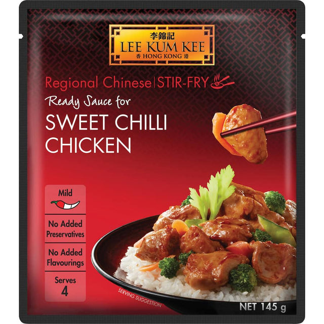 Lee Kum Kee Sweet Chilli Chicken sauce, a blend of sweet and spicy flavors for quick Asian-inspired meals.