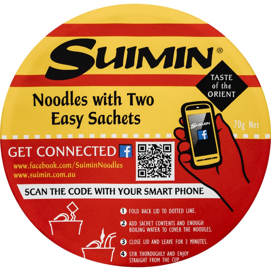 Suimin Instant Noodles Tom Yum Bowl with authentic Thai flavors, spices, and vegetables, ready in 3 minutes.