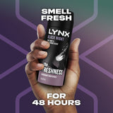 Lynx Deodorant Body Spray Black Night features a cool mint and cedarwood scent, providing 48-hour odor protection and confidence.