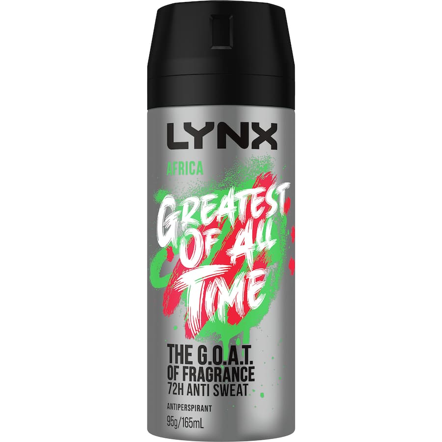 Lynx Antiperspirant Deodorant Africa, a 72-hour sweat protection with an exotic blend of African spices for confidence and freshness.