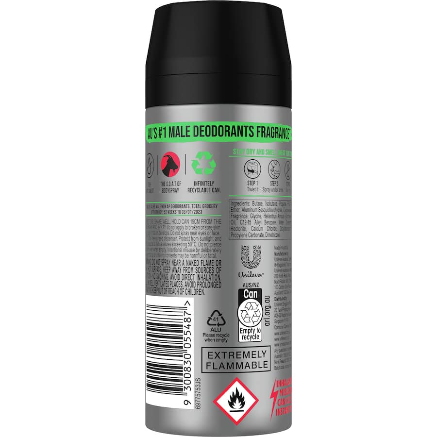 Lynx Antiperspirant Deodorant Africa: men's deodorant with exotic scents, 72-hour sweat protection, eco-friendly aerosol can.