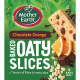 Mother Earth Oaty Slices: Soft oat bars with dark chocolate and orange pieces, ideal for a nutritious snack on-the-go.