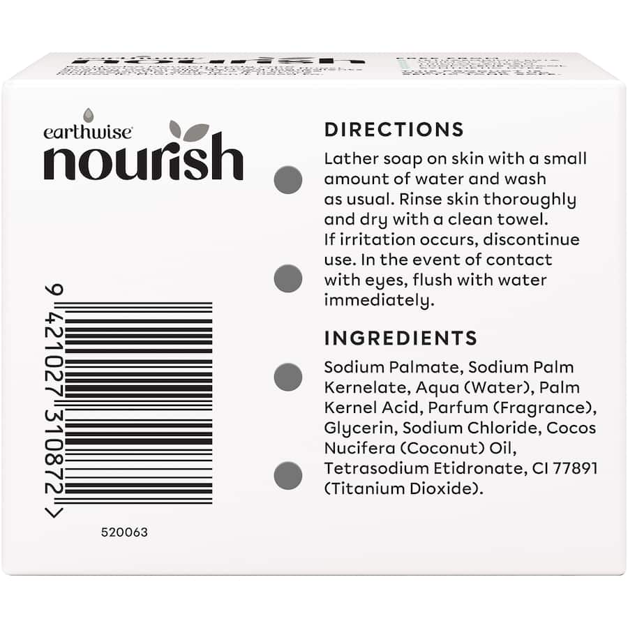 Earthwise Nourish Soap with coconut strands and gardenia scent for gentle cleansing and exfoliation in a luxurious New Zealand formula.