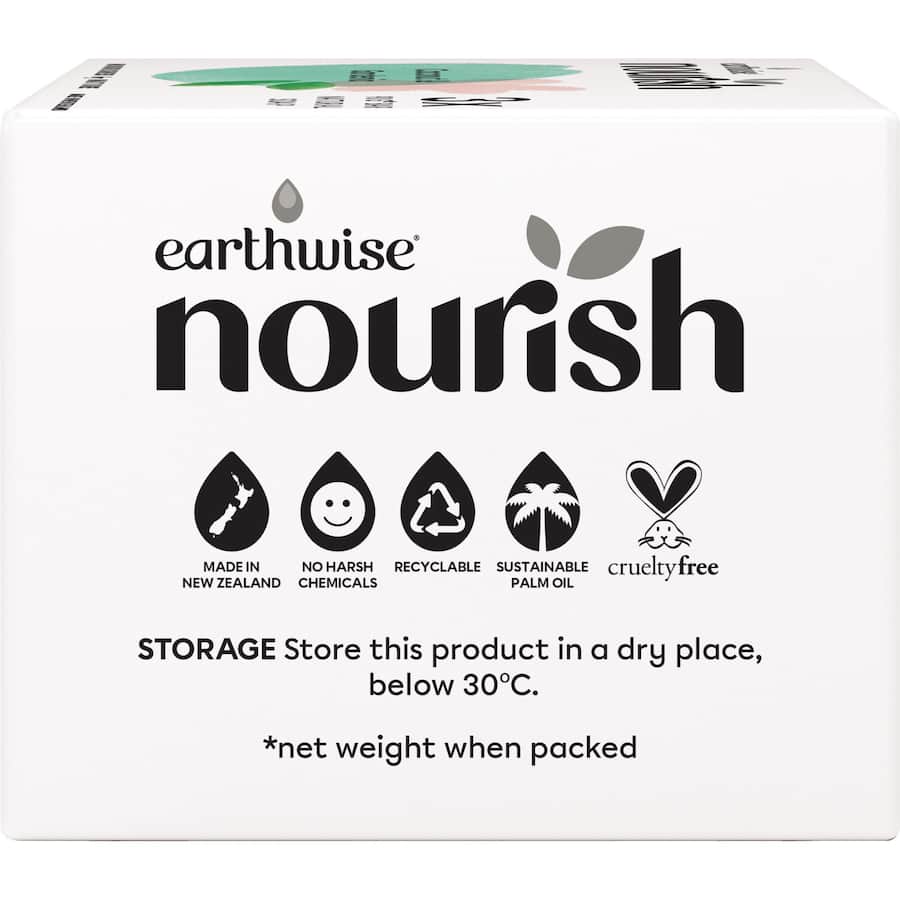 Luxurious Earthwise Nourish Soap features coconut strands and gardenia aroma for gentle exfoliation and hydration.