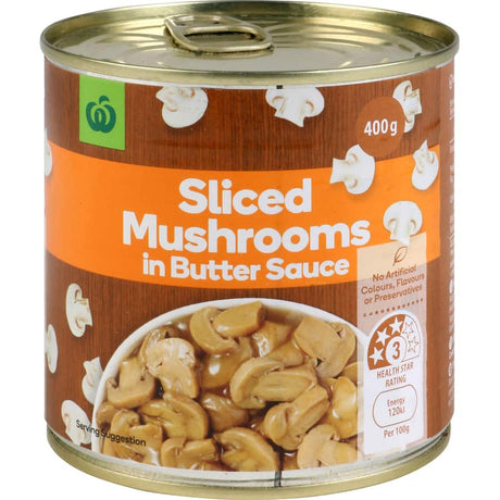 Sliced mushrooms in rich butter sauce, perfect for enhancing a variety of dishes without artificial additives.