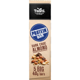 Tasti Protein Bars Dark Choc Almond: chewy bars with dark chocolate and almonds, delivering 10g of protein for guilt-free snacking.