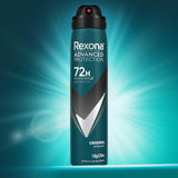 Rexona For Men Antiperspirant: 72-hour sweat protection, MotionSense technology, and alcohol-free formula for all-day freshness.