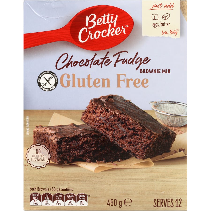 Betty Crocker Gluten-Free Brownie Mix for rich, fudgy chocolate brownies, perfect for indulgent treats without gluten.