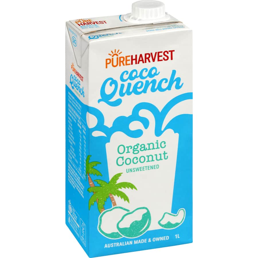 Pureharvest Coconut Milk Coco Quench, a creamy, dairy-free drink enriched with calcium and vitamin D for healthy tropical indulgence.