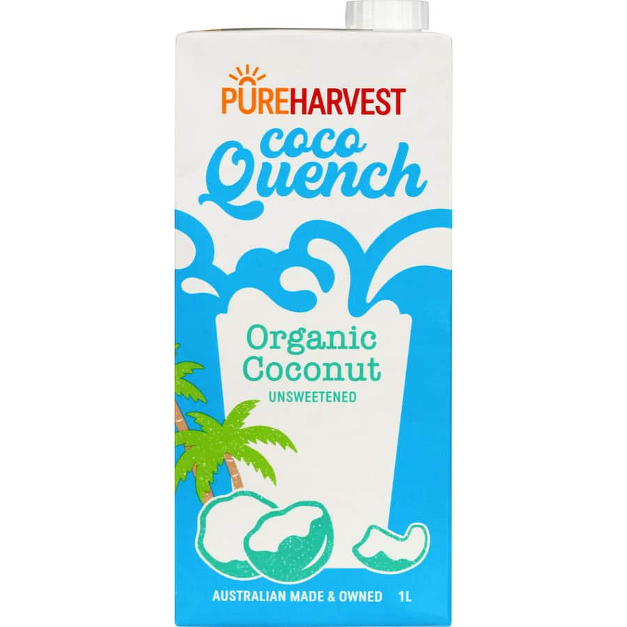 Pureharvest Coconut Milk Coco Quench, a creamy dairy-free drink enriched with organic coconut milk, calcium, and vitamin D.