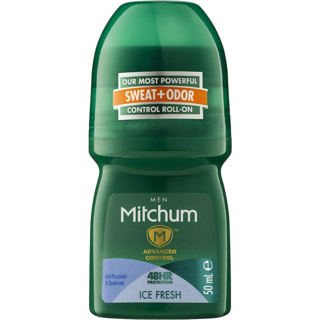 Mitchum Men's Roll On Ice Fresh deodorant, featuring powerful odor protection and invigorating scent for active lifestyles.