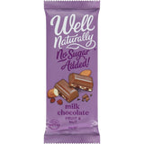Well Naturally No Sugar Added Snack Bar Milk Chocolate Fruit & Nut 90g