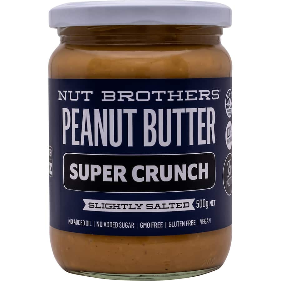 Nut Brothers Crunchy Peanut Butter: slightly salted, rich in nutrients, perfect for spreads, smoothies, and baking.