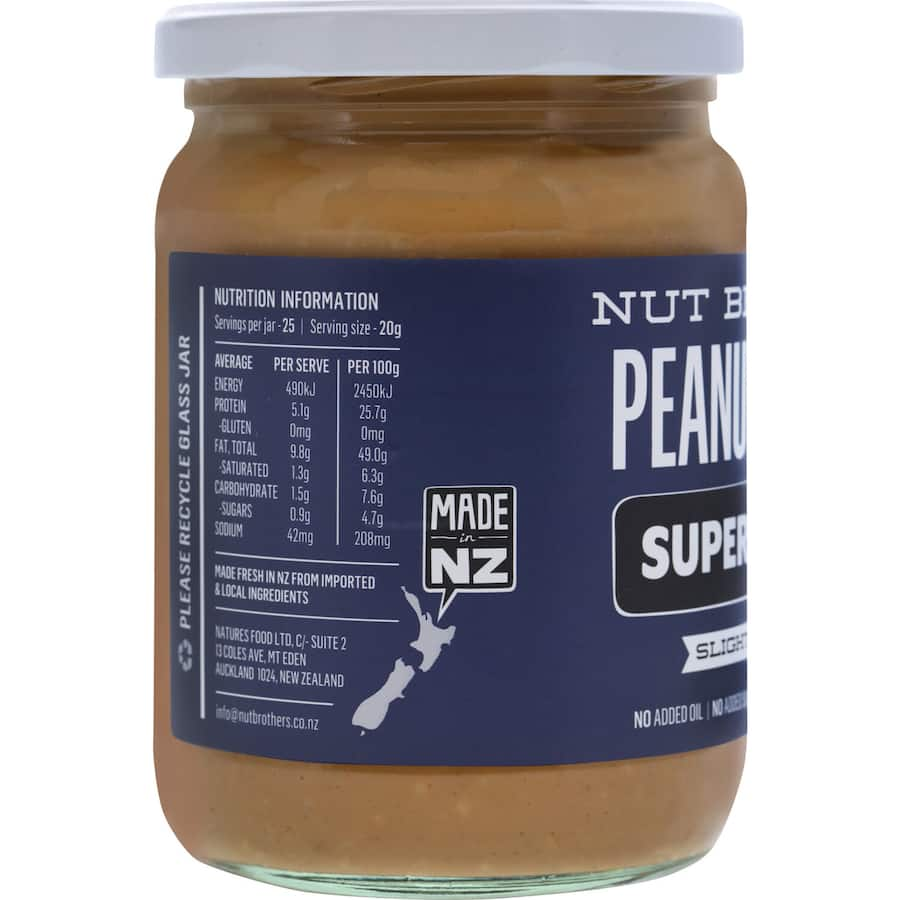 Crunchy, slightly salted peanut butter made from premium peanuts, perfect for spreading, smoothies, and baking.