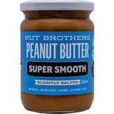 Creamy Nut Brothers Peanut Butter Smooth Slightly Salted, made from roasted peanuts, perfect for breakfast, baking, and snacks.