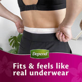 Depend Real Fit Women's continence pants in medium, featuring discreet design, maximum absorbency, and a comfortable fit.