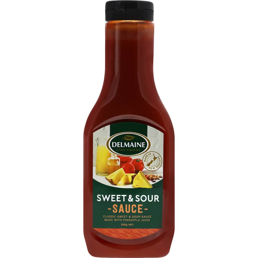 Delmaine Sweet & Sour Sauce: a gluten-free dipping sauce made with pineapple juice, ideal for Asian dishes and BBQ marinades.