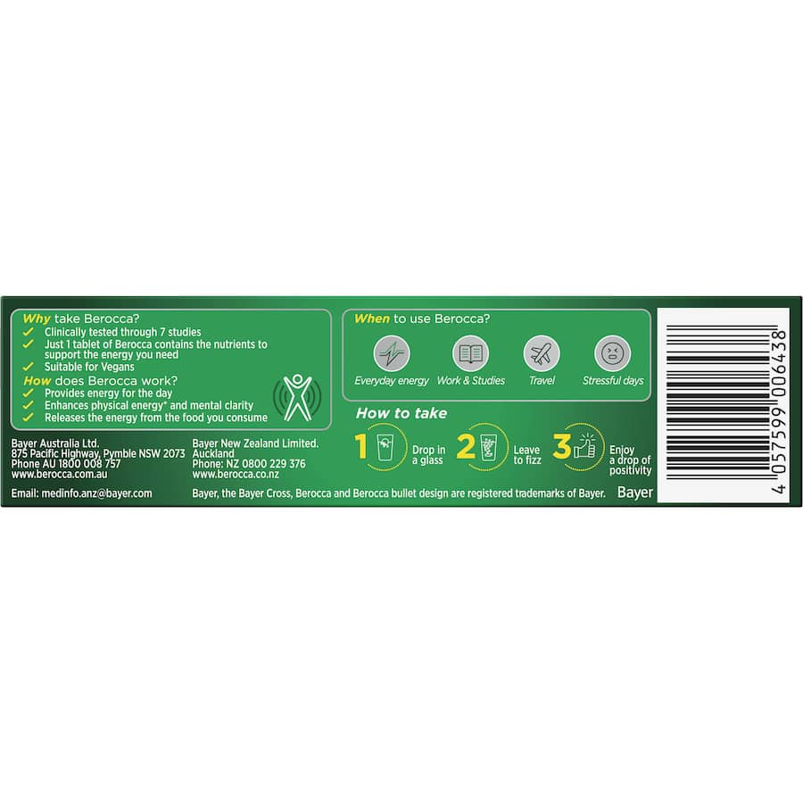 Effervescent vitamin supplement in mango and orange flavor for enhanced energy and mental clarity.