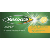 Effervescent vitamins in Mango & Orange flavor, boosting energy and mental sharpness with essential B vitamins and minerals.