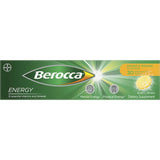 Effervescent vitamin tablets in Mango & Orange flavor, boosting energy and mental sharpness with B vitamins and minerals.