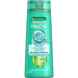 Garnier Fructis Coconut Water Shampoo, paraben-free formula revitalizes oily roots and nourishes dry ends for vibrant hair.