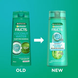 Garnier Fructis Coconut Water Shampoo revitalizes oily roots and dry ends with a hydrating, paraben-free formula.