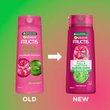 Garnier Fructis Shampoo for thick, luscious hair with pomegranate extract and fibre-filling technology for lasting volume.