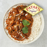 Patak's Butter Chicken Curry Kit featuring whole spices, paste, and creamy sauce for authentic Indian cooking in 20 minutes.