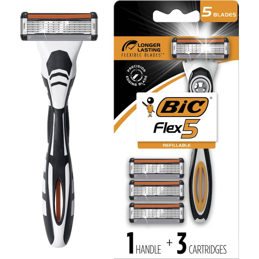 BIC Flex 5 Disposable Razors Hybrid featuring five blades, pivoting head, and Aloe Vera strip for a close, comfortable shave.