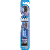 Oral B Toothbrush Cross Action Charcoal White with advanced bristles for superior plaque removal and a sleek design.