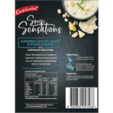 A creamy cauliflower and cheese instant soup mix, rich in flavor, perfect for a quick, gourmet meal serving two.