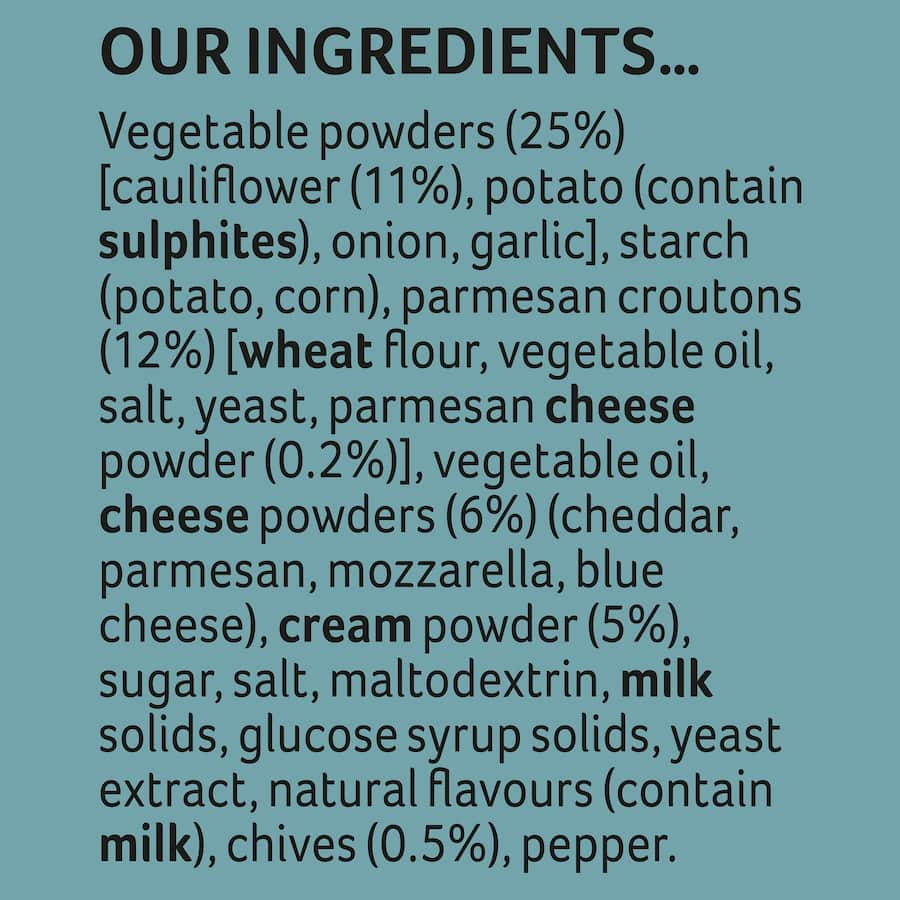 Continental Sensations Instant Soup Cauliflower & Cheese mix in a 62g packet, offering creamy flavor and wholesome nutrients.