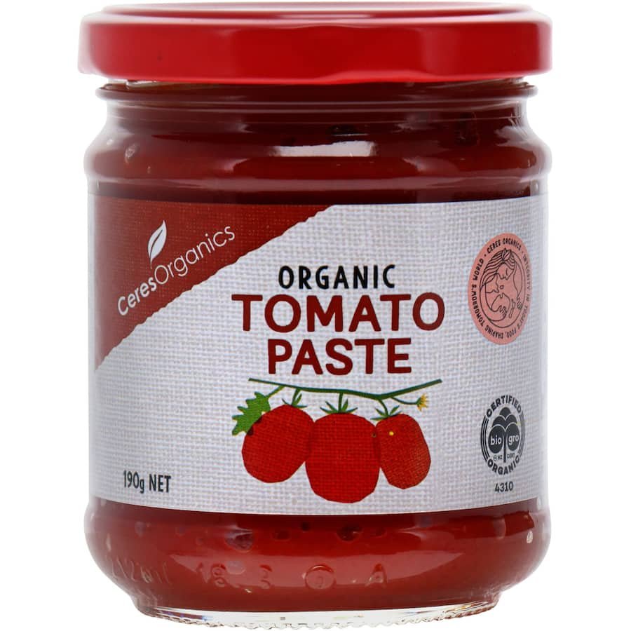 Ceres Organics Tomato Paste made from ripe organic tomatoes, perfect for sauces, soups, and stews.