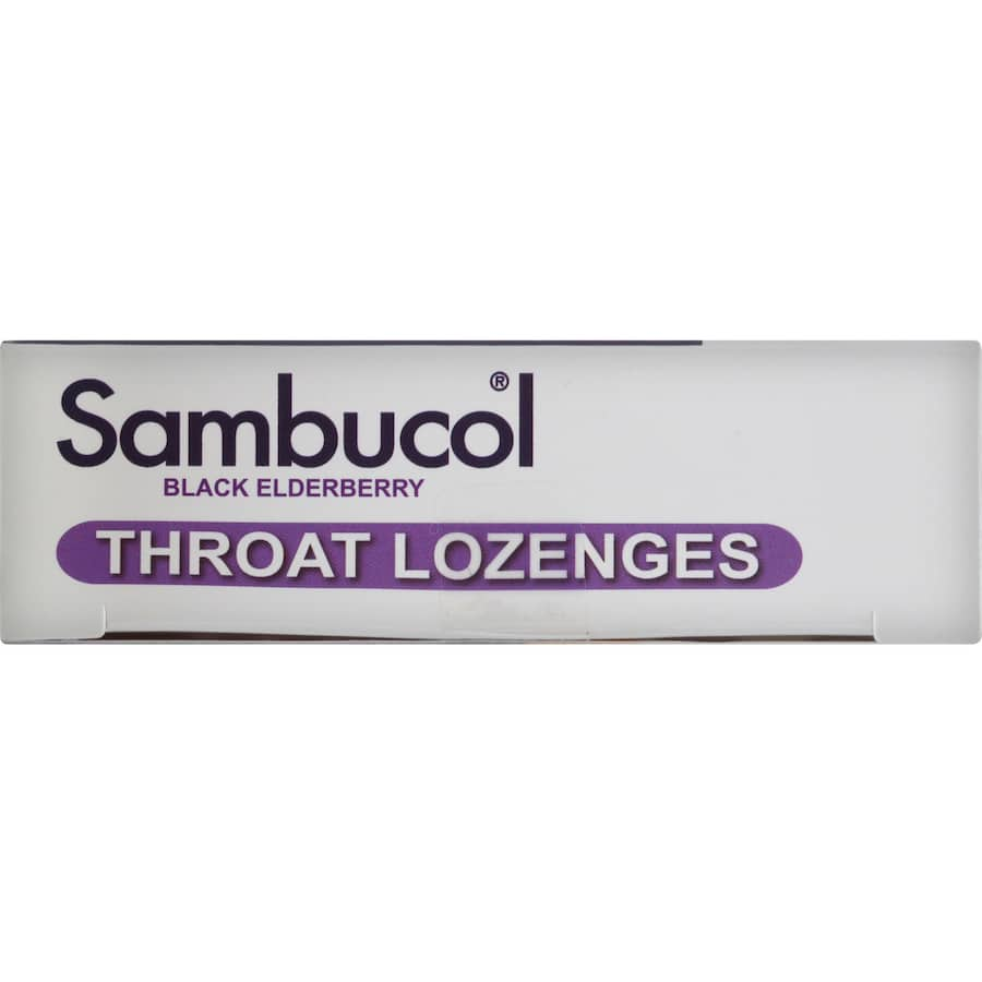 Sambucol Throat Lozenges with Black Elderberry and Honey soothe dry throats while providing immune support and antioxidants.