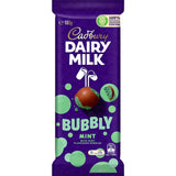 Cadbury Dairy Milk Bubbly Mint chocolate bar with airy mint bubbles, offering a delightful twist on classic milk chocolate.