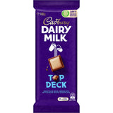 Cadbury Dairy Milk Top Deck chocolate bar featuring rich milk chocolate and creamy white chocolate layers.