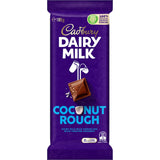 Cadbury Chocolate Dairy Milk Coconut Rough bar featuring rich chocolate and crunchy coconut pieces for a delightful treat.