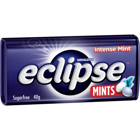 Eclipse Mints Intense Mint: Portable sugar-free mints in a 40g tin for powerful, invigorating breath freshness on-the-go.