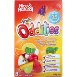 Colorful assortment of gluten-free fruit snacks in raspberry, mango, lemon, grape, and orange flavors made with real fruit juice.