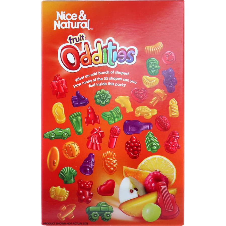 Colorful fruit snacks featuring raspberry, mango, lemon, grape, and orange flavors, made with real juice and gluten-free.