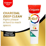 Colgate Total Antibacterial Charcoal Toothpaste, deep cleans and whiten teeth while fighting bacteria for a healthier smile.