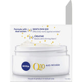 Nivea Q10 Power Anti-wrinkle Firming Day Cream SPF30 for youthful, firm skin; hydrates, reduces wrinkles, and protects from the sun.