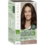 Clairol Natural Instincts Hazelnut 5 hair dye: 80% natural, ammonia-free formula for vibrant medium brown color and healthy shine.